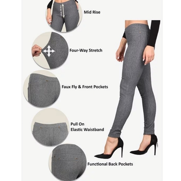 Leggings Depot Premium Quality Stretch Jeggings w/Pockets in Mocha Size 1X/2X - Picture 3 of 10